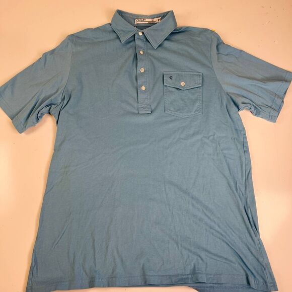 Criquet  Players Mens Polo Shirt Blue Short Sleeve Classic Pocket 4 Button M - Picture 2 of 11